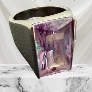 RSC  stamped Ring, Rose quartz